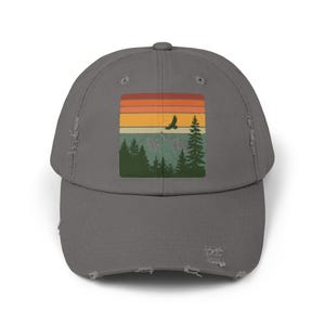 National Park Hat - Retro Sunset Mountain Dad Cap, Distressed Vintage Hiking Dad Hat, Cotton Twill Adventure Gift Nickel