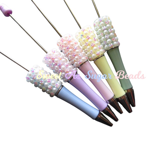 Beaded Ink Pen Blank-PEARL BLING-Supplies-Plastic-Crafts-DIY-Solid-Pastels-Color Choice