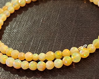 4mm Round Orange Faceted Opal Beads With Red Fire (Very Good Quality)