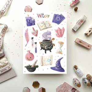 Witchy Sticker Pack | Journal Stickers, Planner Stickers, Book Stickers, Scrapbook Stickers, Bullet Journal Stickers