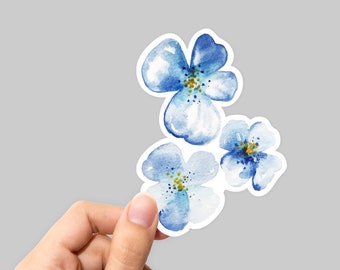 Pegatina de flores, calcomanía de flores, pegatina de flores, pegatina de flores de acuarela, pegatina bonita