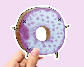 Pegatina de donut, calcomanía de donut, pegatina de comida, donut