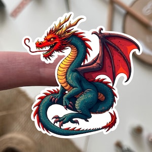 Dragon Sticker - Fantasy Vinyl Decal for Laptop, Water Bottle, Notebook - Mythical Creature Art Gift