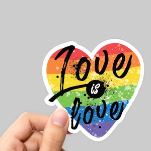 Love is Love Sticker, Love is Love Rainbow sticker, Rainbow sticker, Pride Flag Sticker, Heart Sticker, LGBT Sticker, Pride sticker