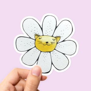 Daisy Cat Sticker, Cat sticker, Car Decal, Daisy sticker, Funny cat sticker