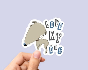 Pegatina Love My Dog, pegatina de galgo italiano, pegatina de perro, pegatina de I love my dog, pegatina de amor puro, pegatina de perro, pegatina portátil para perros