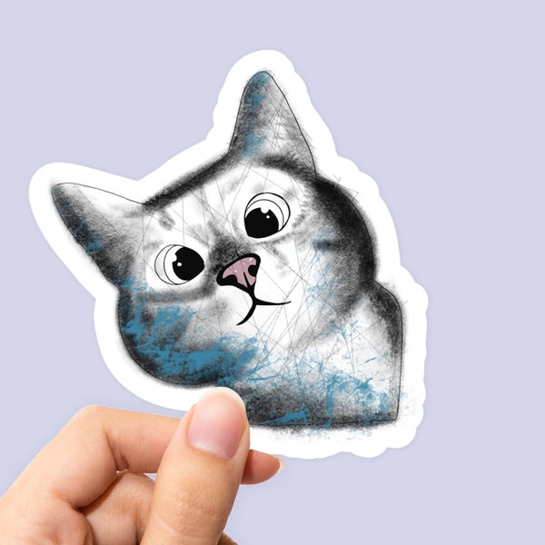 Cat Corner Sticker, Cat Sticker, Cute Sticker, Animal Lover Sticker, Animals Sticker, Retro Stickers, Laptop Sticker
