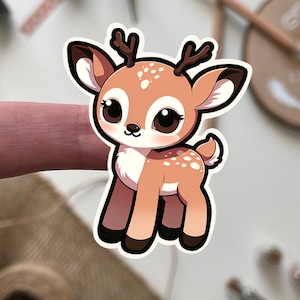 Cute Deer Sticker – Adorable Woodland Animal Vinyl Decal for Water Bottles, Laptops & Journals
