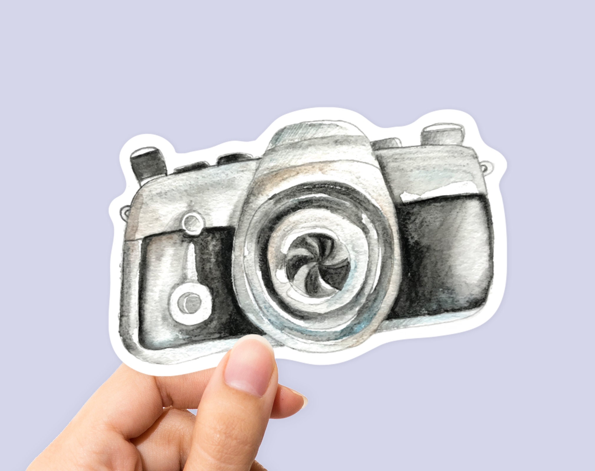 Camera Decal, Camera Vinyl Sticker, Watercolor Camera Decal, Vintage ...