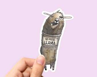 Pegatina de vinilo de llama, pegatinas de vinilo, pegatina de llama No Prob, pegatina para portátil, pegatina divertida