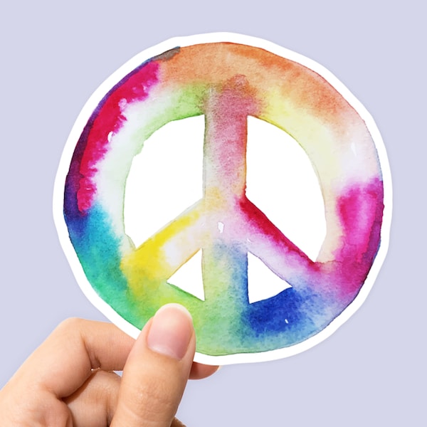 Peace Sign Watercolor Sticker, Peace Sign Decal, Car Sticker, Laptop Sticker, Hippie Sticker, Boho