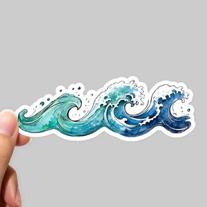 Pegatinas de olas, pegatinas de acuarela, pegatinas de océano, pegatinas para portátiles, pegatinas para coches, pegatinas para botellas de agua, pegatinas de olas, pegatinas de océano
