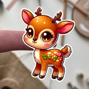 Cute Deer Sticker – Adorable Forest Animal Vinyl Decal for Laptops, Journals & Water Bottles
