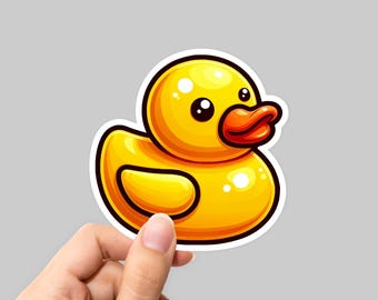 Adorable calcomanía de patito de goma: linda calcomanía impermeable para computadoras portátiles, botellas de agua y más
