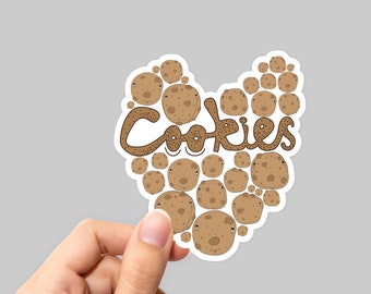 Pegatina de corazón de galletas, calcomanía de galletas, pegatina de galletas de amor, pegatina de computadora portátil, calcomanía de computadora portátil, pegatina de corazón
