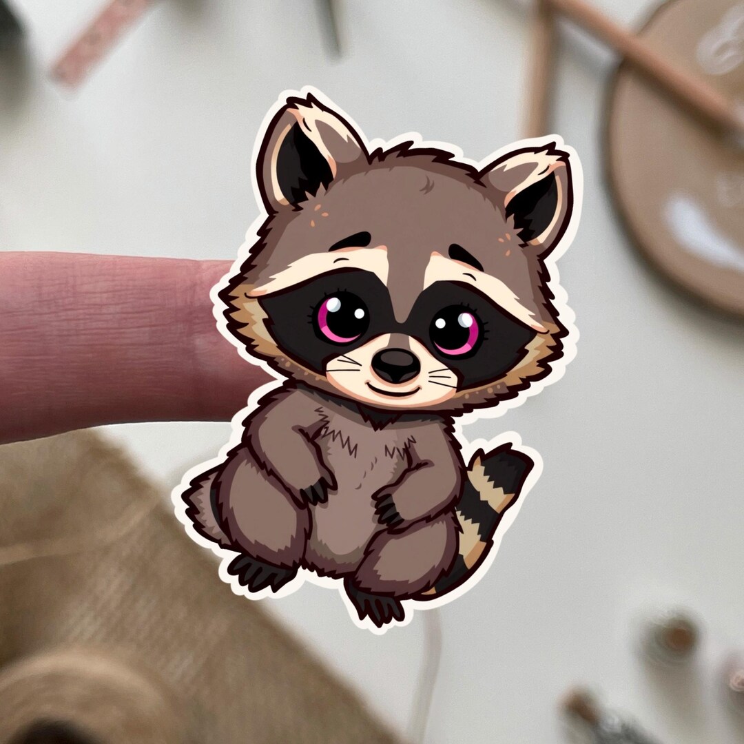 Cute Raccoon Sticker – Adorable Forest Animal Vinyl Decal for Laptop ...