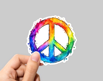 Peace Sign Watercolor Sticker, Peace Sign Decal, Car Sticker, Laptop Sticker, Hippie Sticker, Boho
