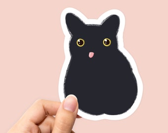 Black Cat Sticker, Cat Sticker, Witch Cat Sticker, Animal Lover Sticker, Halloween Cat Sticker, Retro Stickers, Scary Cat Laptop Sticker
