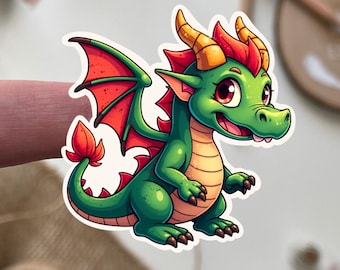 Pegatina de dragón adorable: adorable criatura fantástica de vinilo