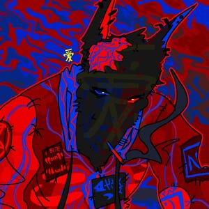 Glitchy Red/Blue Bright Punk Fighter Patches Hoodie Canine Furry Adopt!!