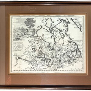 Carta geografica del Canada nell'America settentrionale Map 18" x 14" Framed