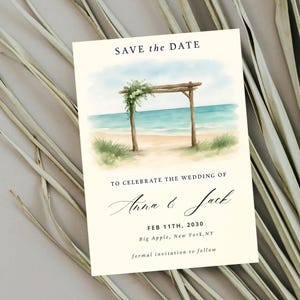 Modelo de reserva de data para casamento, cartão de local com ilustração de esboço editável, download instantâneo de impressão em aquarela