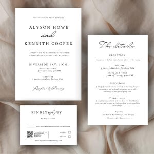 Modern Minimalist Wedding Invitation Template Suite – Elegant, Simple & Printable Wedding Invites Set