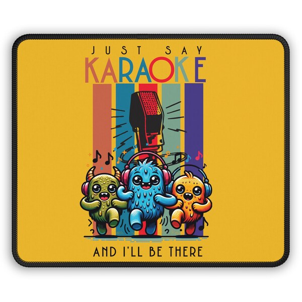 Kawaii Karaoke Gift Mouse Pad, Music Karaoke Party Singers, Karaoke Lovers Gift Item, Karaoke Fanatic for Music Singing Lovers Mousepad