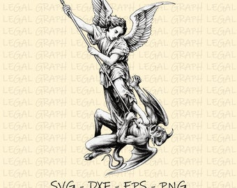 Saint michael l'archange svg, clipart, cricut, silhouette, fichiers de découpe, impression de T-shirt, vecteur, fichiers d'impression, eps, png, dxf, svg