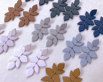 Everly - 5 Tier Petal Dangles | Clay Earrings | Polymer Clay Earrings | Lightweight Statement Earrings | Minimalist Style | Neutral Earrings