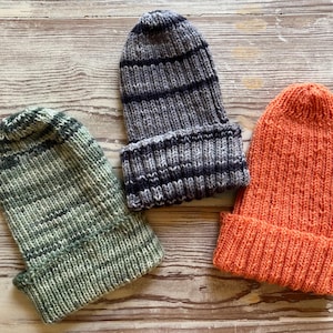 Handmade 100% Merino wool knit adult beanie