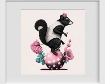Impressão Skunk, Alphabet Critters, AI, animais, editado, livro infantil, livro infantil, Bauhaus, criativo, aniversário, presente dos avós, presente infantil
