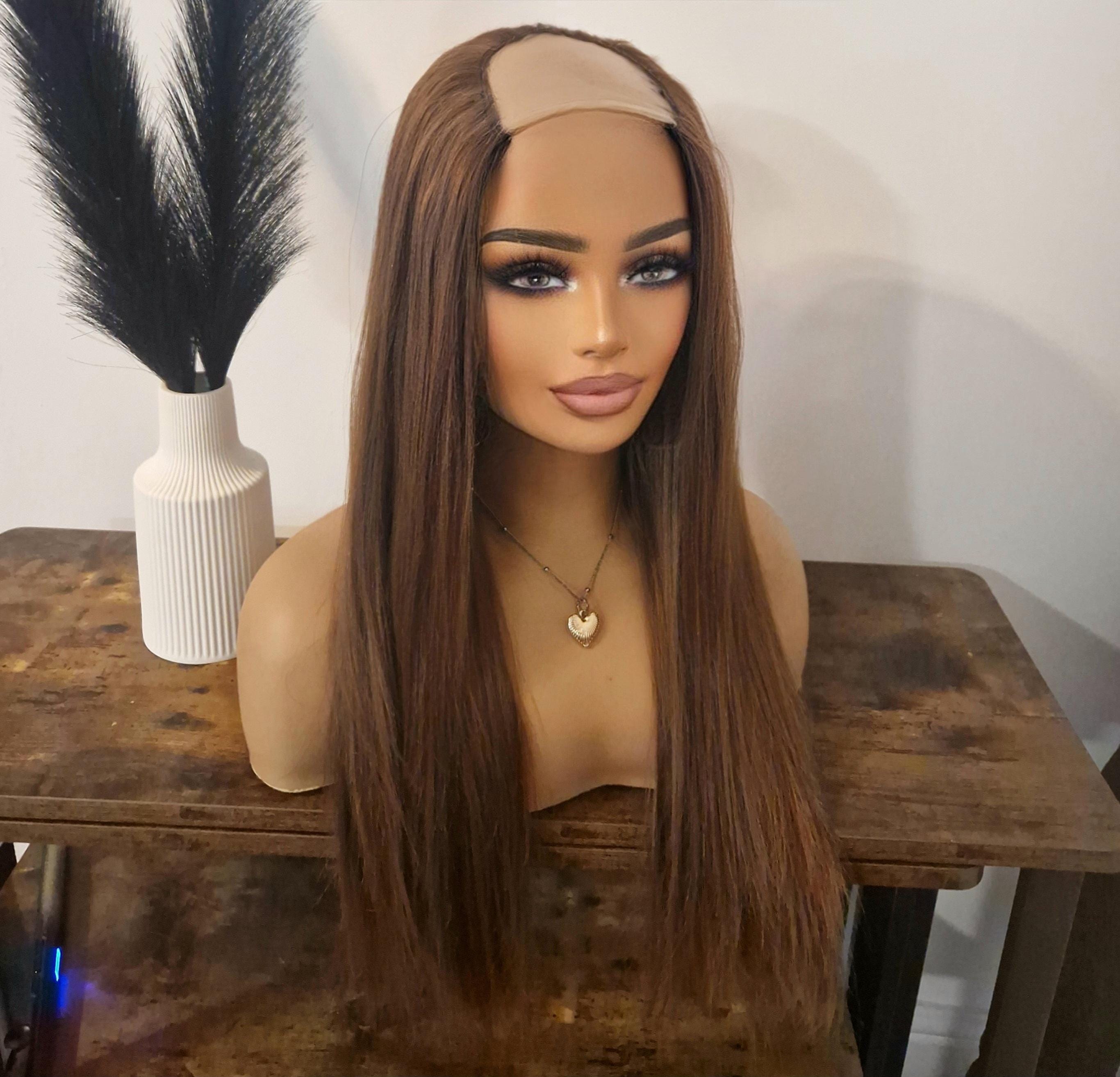 Human/synthetic Blend U Part Wig Light Chestnut Brown S,M or 