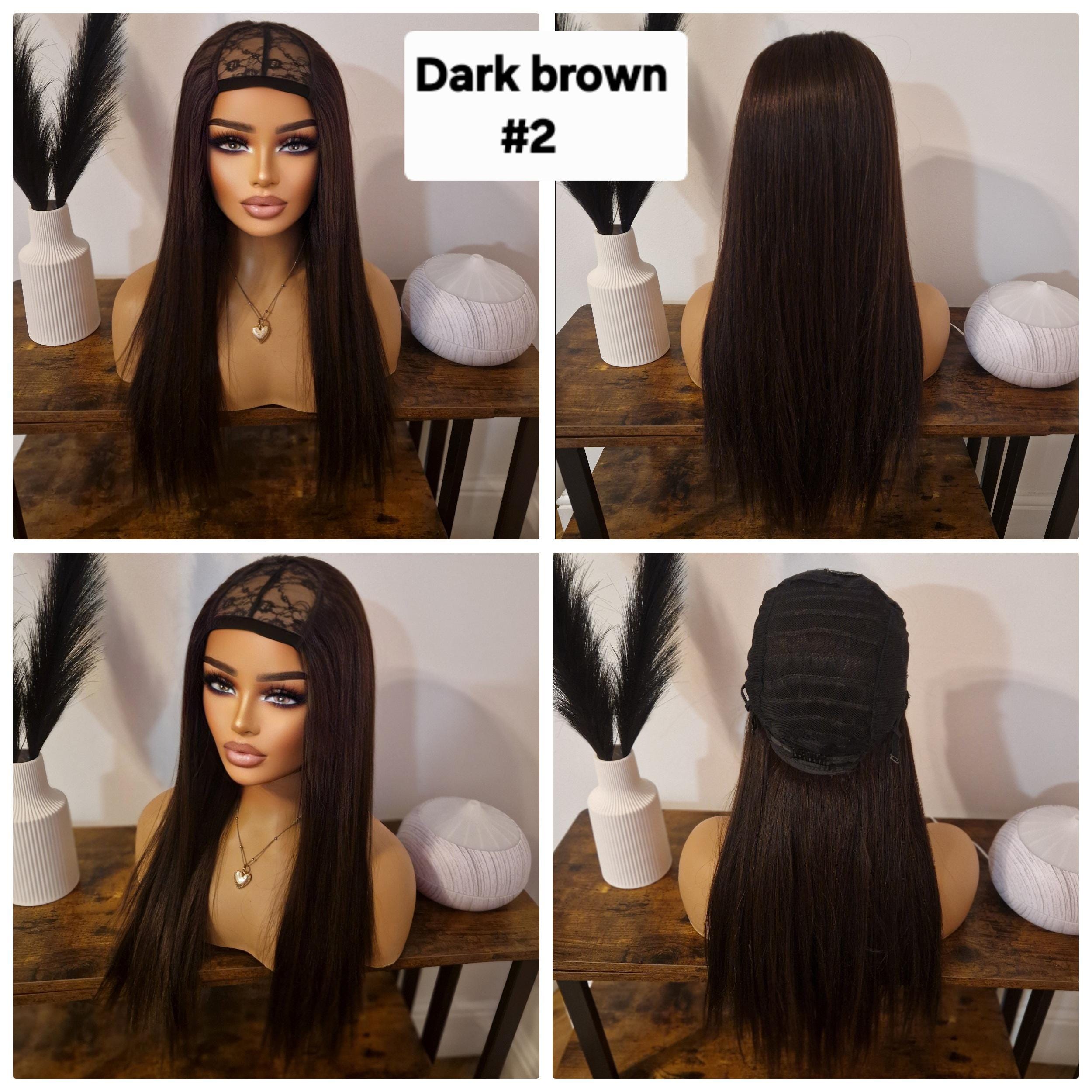 100% Human Hair Remy U Part Wig, 26 Inches Long, Brown's