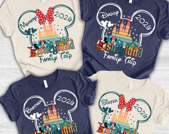 Custom Disney Family Trip Shirts 2026, Disneyland Family Shirts, Disney Family Vacation Shirts, Disney Family Name and Year Trip Shirts