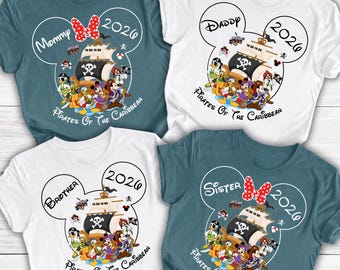 Custom Disney Pirates Family Shirts, Disney Pirates of Caribbean Shirts 2026, Yo Ho Yo Ho Trip Shirts, Disney Pirates Name And Year Shirt
