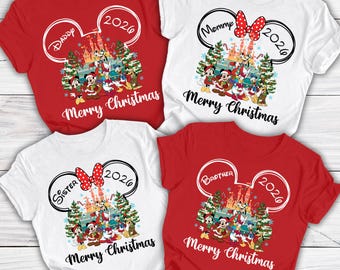 Custom Disney Christmas Shirts, Disney Christmas Shirts 2026, Disney Family Christmas Shirts, Disney Family Vacation, Disney Christmas Trip