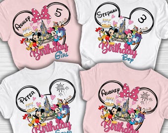 Custom Disney Birthday Shirts, Disney Birthday Shirts 2025, Disney Family Birthday Shirts, Mickey and Minnie Birthday Shirts, Birthday Shirt