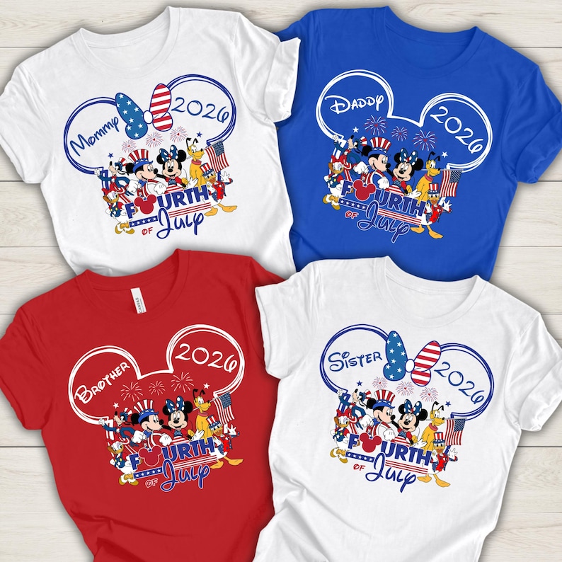 Disney 4th Of July Shirt, Custom Disney 4th Of July Shirts 2026, Disney 4th of July Family Vacation, Disney Independence Day Family Shirts afbeelding 1