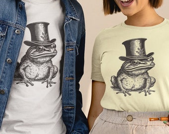 Frog in Top Hat T-Shirt, Hand Drawn Reptile Lover Tee