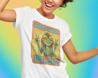 Make Love, Not War - 60's Psychedelic Frog - Unisex Softstyle T-Shirt