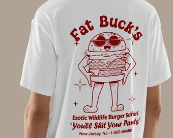 Fat Buck’s Burgers Retro T-Shirt, Vintage Foodie Tee