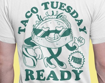 Vintage Cartoon Taco Tuesday T-Shirt, Funny Mexican Food Tee