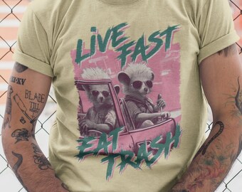 Live Fast, Eat Trash, Punk Rock Shirt, Skater T-Shirt, Punk Shirt, Grunge Shirt, Cool TShirt, Funny Tshirt, Stylish Tshirt, Punk Tee