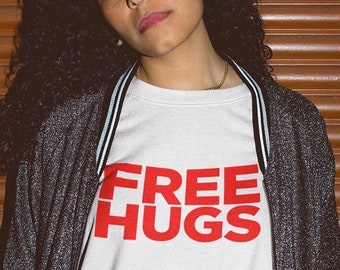 Free Hugs T-Shirt, Friendly Cotton Tee, Sarcastic Humor Gift