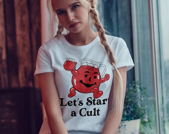 Let's Start a Cult Funny Graphic T-Shirt, Vintage Style