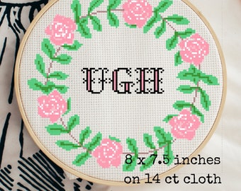 UGH Cross Stitch Pattern, Modern Cross Stitch, UGH pattern, Rude Cross Stitch Pattern, Snarky Cross Stitch Patter, Easy Counted Cross Stitch