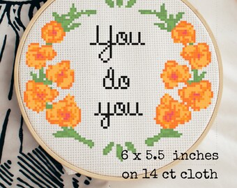 You do You Cross Stitch Pattern, Snarky Cross Stitch Pattern, Easy Counted Cross Stitch, Motivational Cross Stitch, Modern Cross Stitch