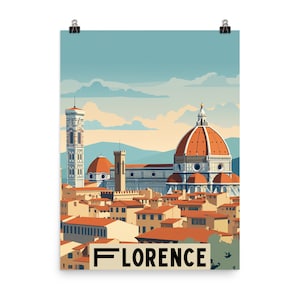 Florence Travel Print - Minimalistische Retro Wandkunst