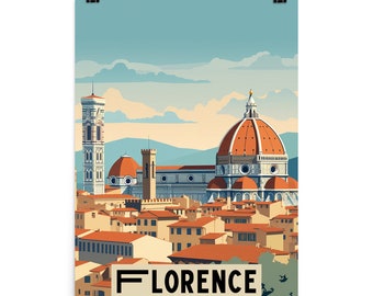 Florence Travel Print - Minimalist Retro Wall Art